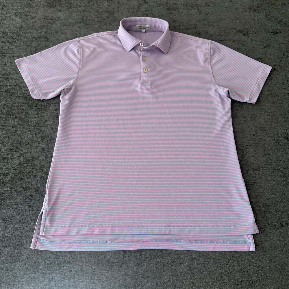 Peter Millar Summer Comfort Golf Polo Mens Small Pink Blue Stripe